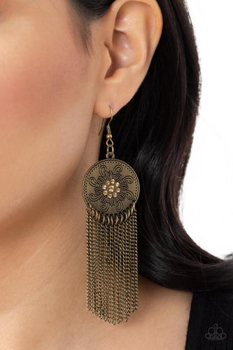 Paparazzi Jewelry Earrings Fringe Control - Brass