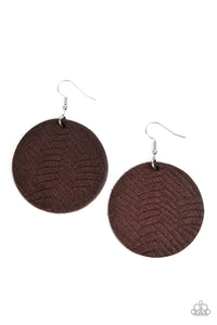 Paparazzi Jewelry Earrings Leathery Loungewear - Brown