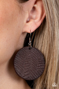 Paparazzi Jewelry Earrings Leathery Loungewear - Brown