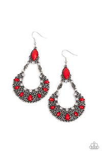 Paparazzi Jewelry Earrings Fluent in Florals - Red