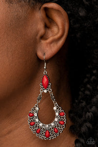 Paparazzi Jewelry Earrings Fluent in Florals - Red