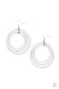 Paparazzi Jewelry Earrings Colorfully Circulating - White