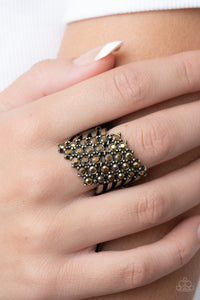 Paparazzi Jewelry Ring Slanted Smolder - Brass