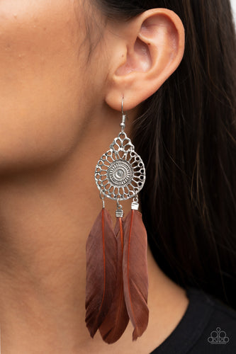 Paparazzi Jewelry Earrings Pretty in PLUMES - Brown