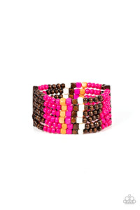 Paparazzi Jewelry Wooden Dive into Maldives - Pink