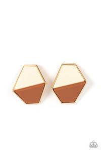 Paparazzi Jewelry Earrings Generically Geometric - Brown