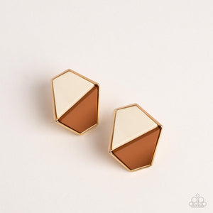 Paparazzi Jewelry Earrings Generically Geometric - Brown