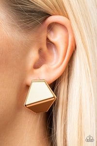 Paparazzi Jewelry Earrings Generically Geometric - Brown