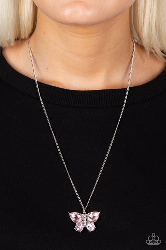 Paparazzi Jewelry Necklace Free-Flying Flutter - Pink
