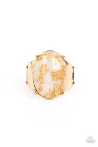 Paparazzi Jewelry Ring Gold Leaf Glam - White