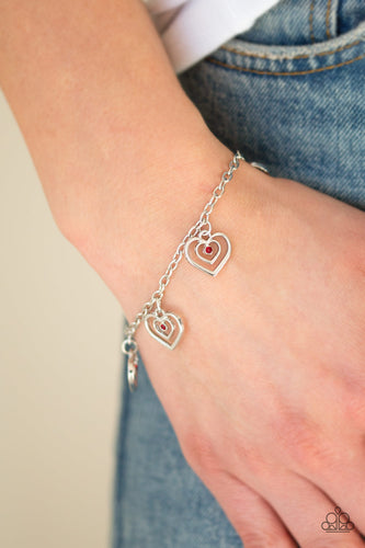 Paparazzi Jewelry Bracelet Unbreakable Hearts Red