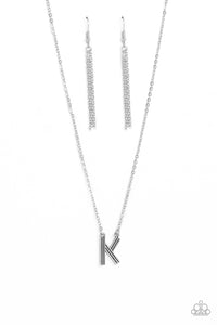 Paparazzi Jewelry Necklace Leave Your Initials - Silver - K