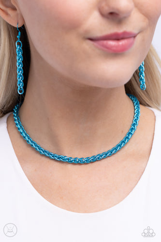 Paparazzi Jewelry Necklace Braided Battalion - Blue