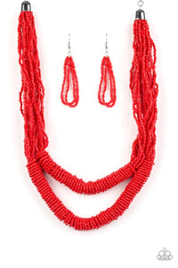 Paparazzi Jewelry Necklace Right As RAINFOREST - Red