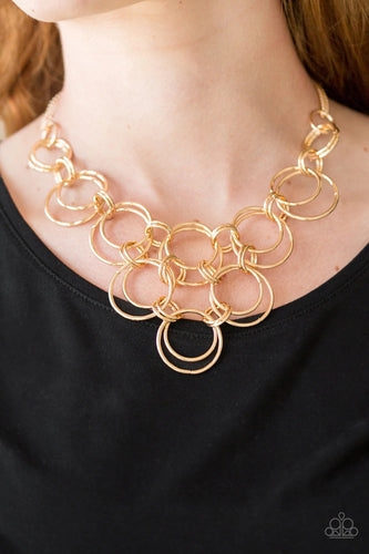 Paparazzi Jewelry Necklace Ringing Off The Hook- Gold