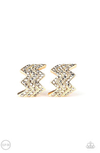 Paparazzi Exclusive Earrings Fast as Lightning Gold
