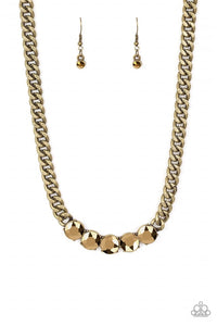 Paparazzi Jewelry Necklace Rhinestone Renegade - Brass