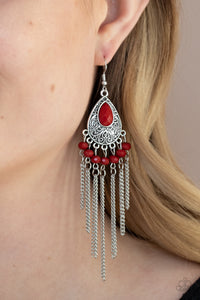 Paparazzi Jewelry Earrings Floating on HEIR - Red