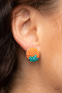 Paparazzi Jewelry Earrings As Happy As Can BEAD - Orange