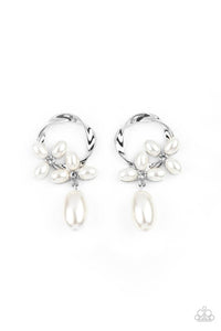 Paparazzi Exclusive Earrings Elegant Expo - White