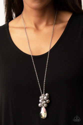 Paparazzi Exclusive Necklace Drip Drop Dazzle - Silver