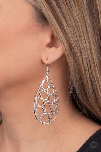 Paparazzi Jewelry Earrings Reshaped Radiance - Silver