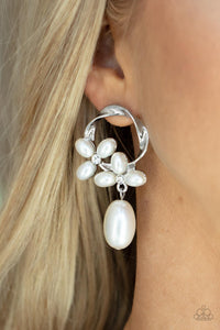 Paparazzi Exclusive Earrings Elegant Expo - White