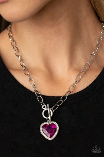 Paparazzi Jewelry Necklace Check Your Heart Rate - Pink