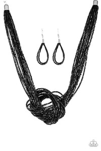 Paparazzi Jewelry Necklace Knotted Knockout - Black