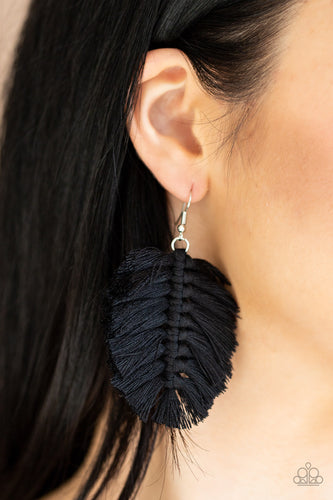 Paparazzi Jewelry Earrings Knotted Native - Black