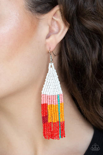 Paparazzi Jewelry Earrings Beaded Boho - White