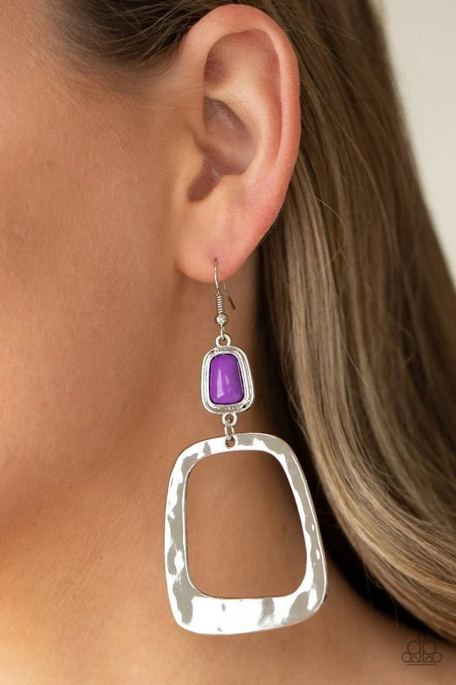 Paparazzi Jewelry Earrings Material Girl Mod - Purple