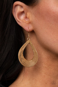 Paparazzi Jewelry Earrings A Hot MESH - Gold