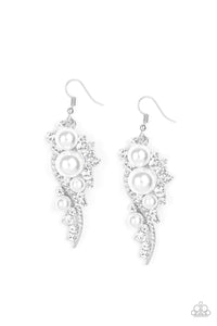 Paparazzi Jewelry Earrings High-End Elegance - White