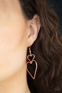 Paparazzi Jewelry Earrings Heart Harmony - Copper