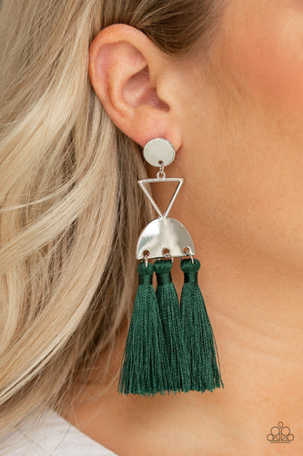Paparazzi Jewelry Earrings Tassel Trippin - Green