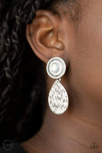 Load image into Gallery viewer, Paparazzi Jewelry Earrings Emblazoned Edge - White Clip-On Earrings