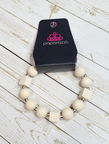 Paparazzi Jewelry Exclusive Bracelet Timber Trendsetter - White