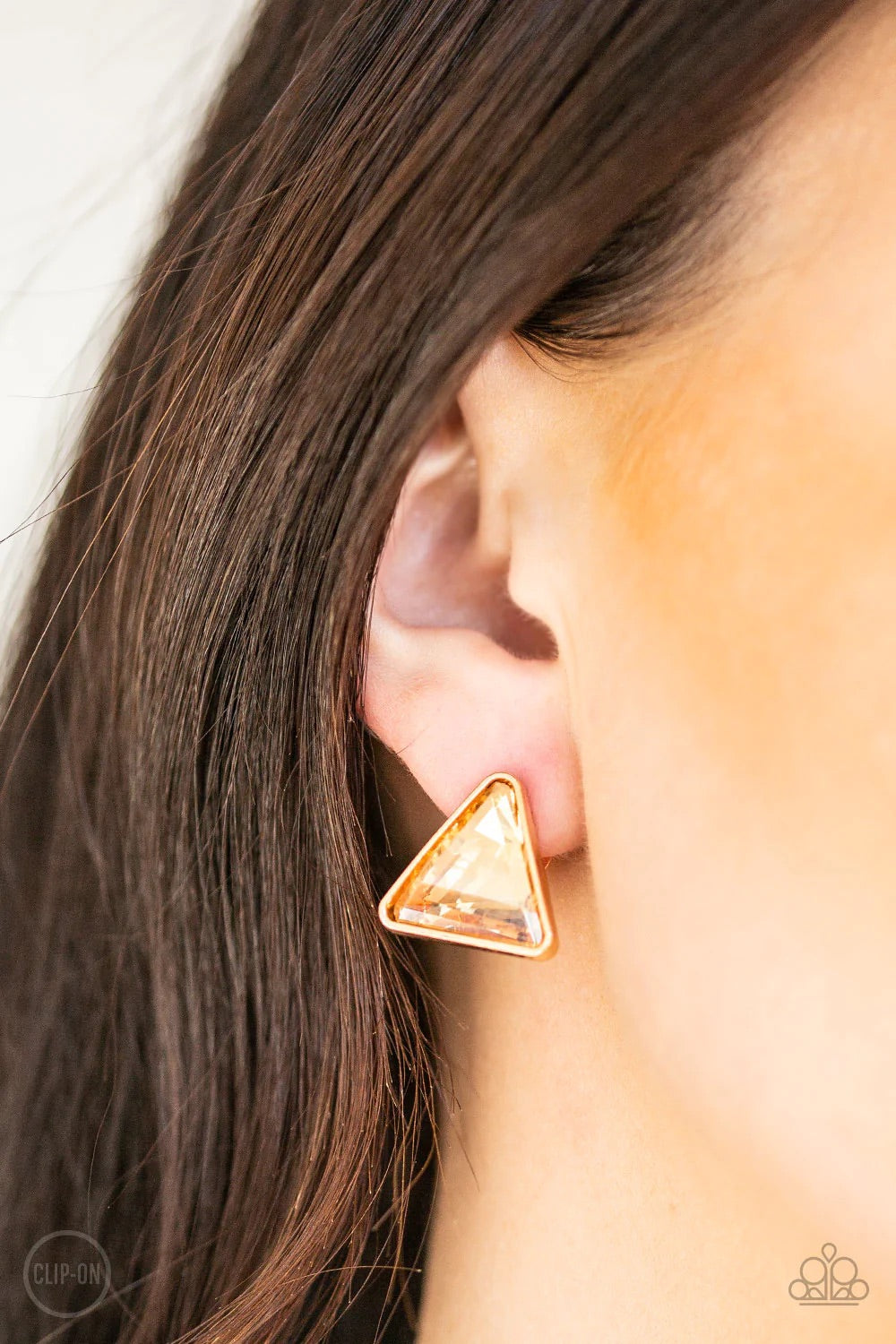 Paparazzi Exclusive Earrings Timeless In Triangles - Gold