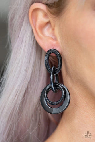 Paparazzi Exclusive Earrings Havana HAUTE Spot Black