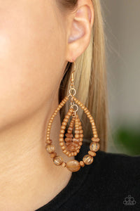 Paparazzi Jewelry Earrings Prana Party - Brown