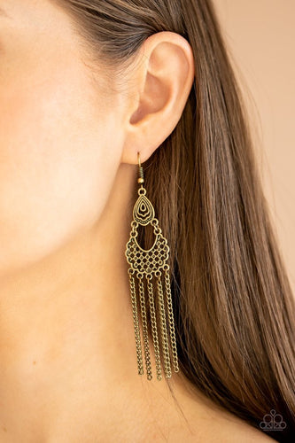 Paparazzi Jewelry Earrings Insane Chain - Brass