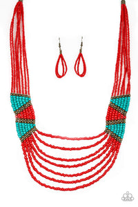 Paparazzi Jewelry Necklace Kickin It Outback - Red