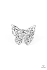 Paparazzi Jewelry Ring Bright-Eyed Butterfly - White