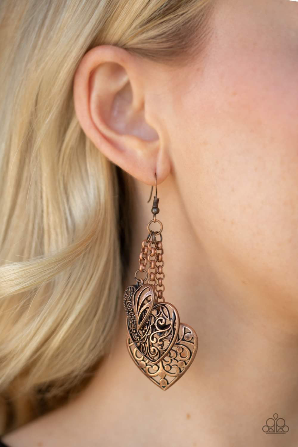 Paparazzi Jewelry Earrings Once Upon A Heart - Copper