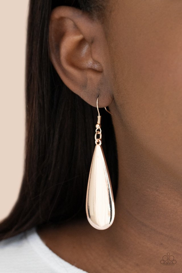 Paparazzi Jewelry Earrings The Drop Off - Rose Gold