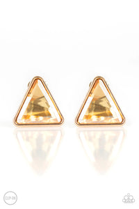 Paparazzi Exclusive Earrings Timeless In Triangles - Gold
