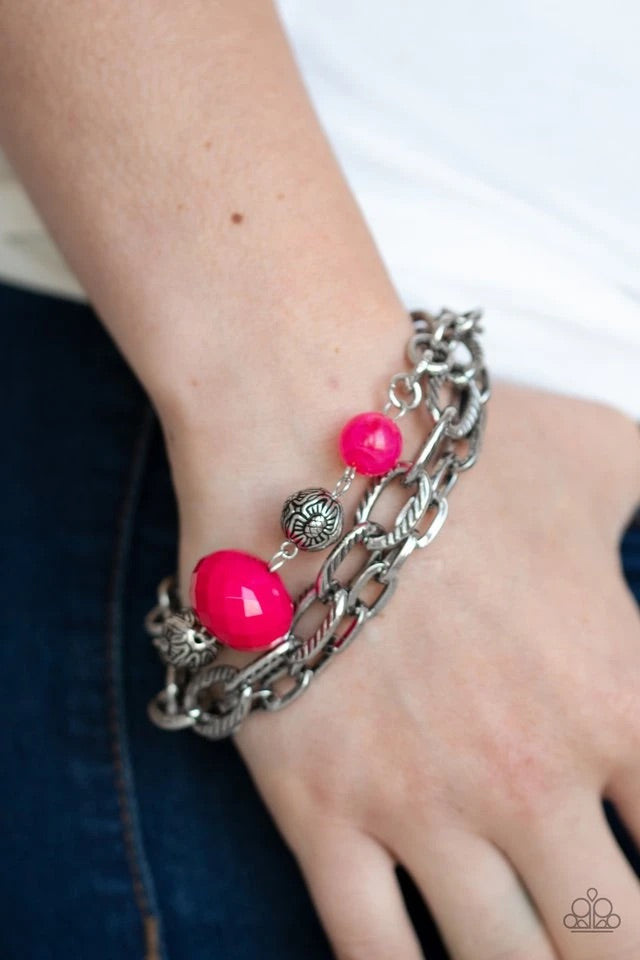 Paparazzi Jewelry Bracelet Mega Malibu - Pink