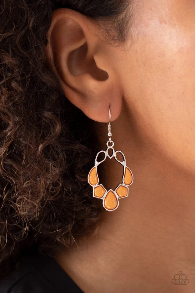Paparazzi Jewelry Earrings Its Rude to STEER - Orange