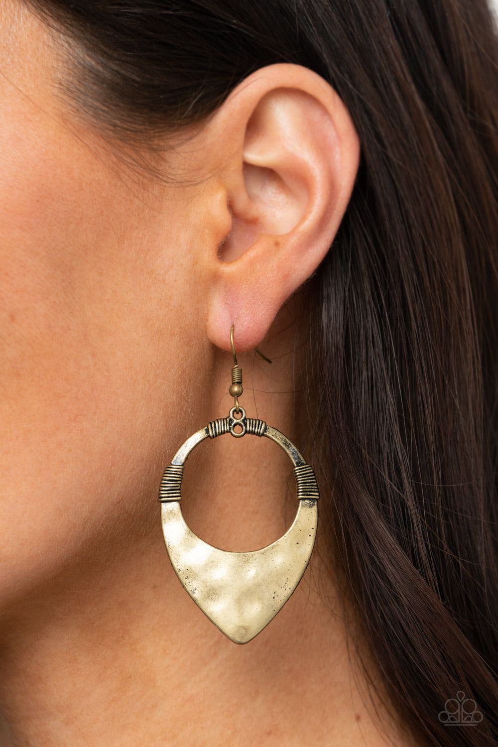 Paparazzi Jewelry Earrings Instinctively Industrial - Brass